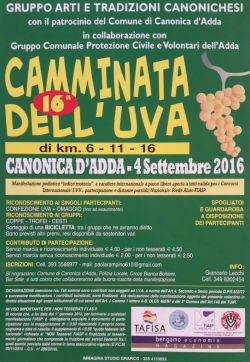 16^ Camminata dell’uva Canonica d’Adda (Bg) 4 Settembre 2016